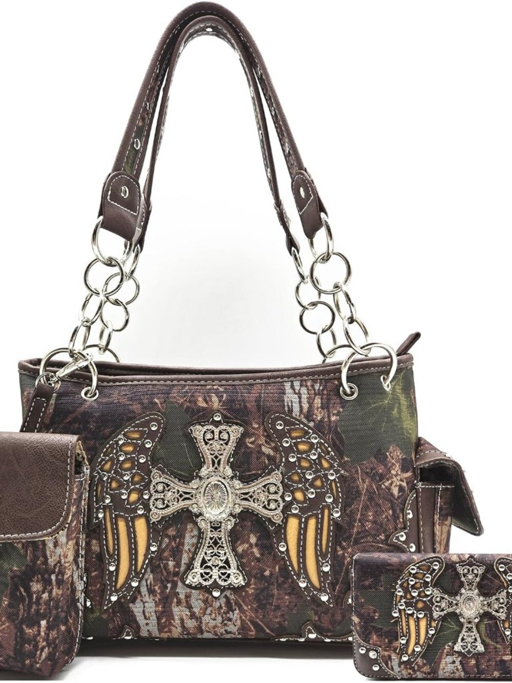 Camouflage Purse For Women Western Style Cross Studded Handbag CCW Camo Country